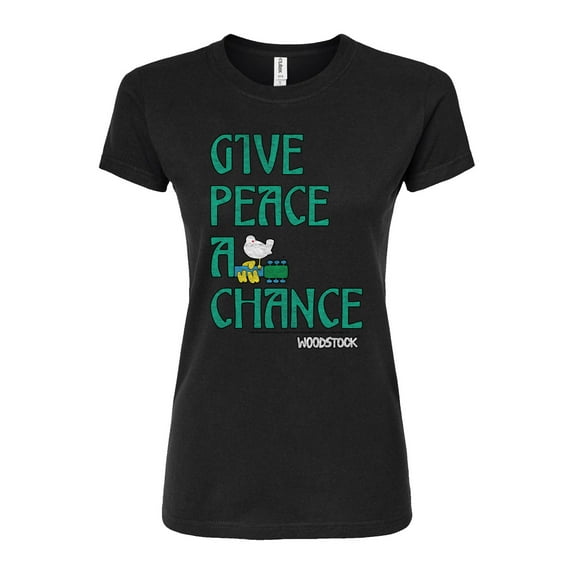 Woodstock - Give Peace A Chance - Juniors Fitted Graphic T-Shirt