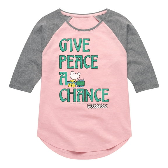Woodstock - Give Peace A Chance - Toddler & Youth Girls Raglan Graphic T-Shirt