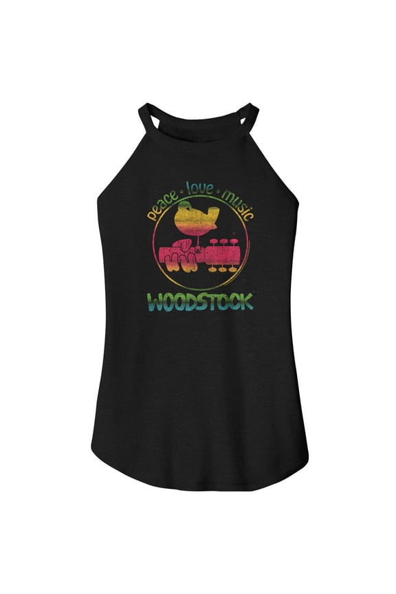 Woodstock Gradient Black Women's Sleeveless Rocker Tank Top