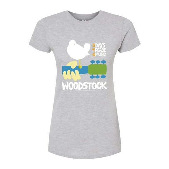 Woodstock - Guitar - 3 Days of Peace & Music - Juniors Fitted Graphic T-Shirt