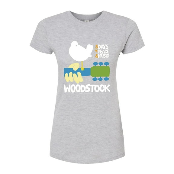 Woodstock - Guitar - 3 Days of Peace & Music - Juniors Fitted Graphic T-Shirt