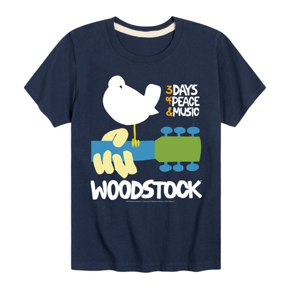 Woodstock - Guitar - 3 Days of Peace & Music - Toddler & Youth Short Sleeve Graphic T-Shirt