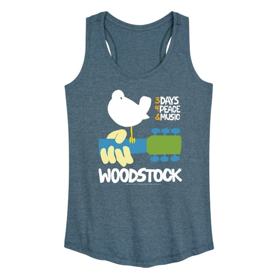 Woodstock - Guitar - 3 Days of Peace & Music - Women's Racerback Tank Top