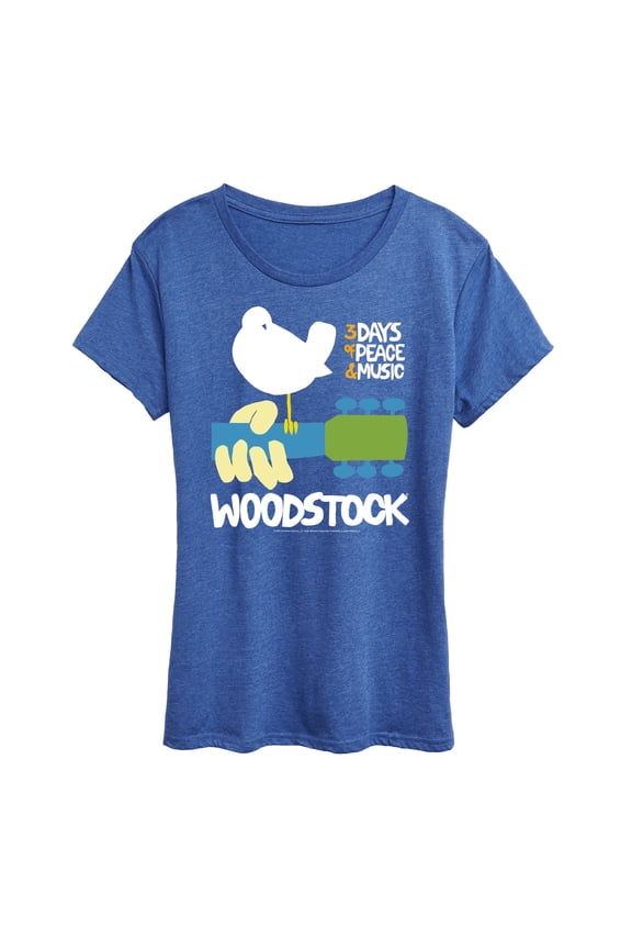 Woodstock - Guitar - 3 Days of Peace & Music - Women's Short Sleeve Graphic T-Shirt