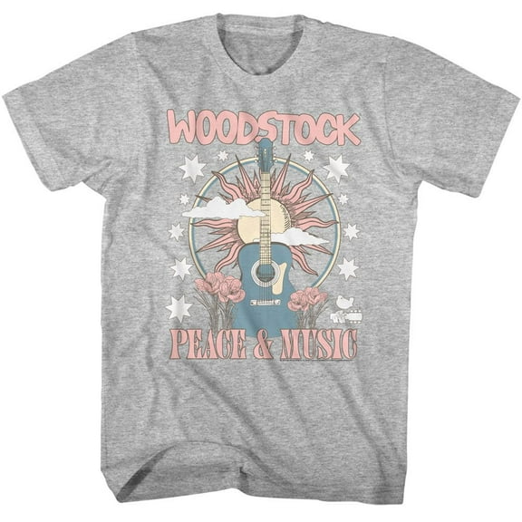 Woodstock Guitar and Sun Gray Heather T-Shirt