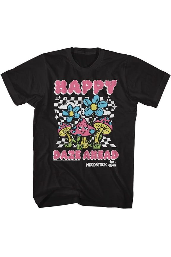 Woodstock Happy Daze Ahead Black Adult T-Shirt Xl