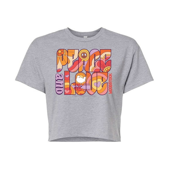 Woodstock - Hippie Retro - Peace & Love - Juniors Cropped Cotton Blend T-Shirt
