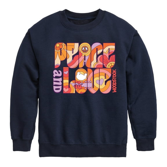 Woodstock - Hippie Retro - Peace & Love - Toddler & Youth Crewneck Fleece Sweatshirt