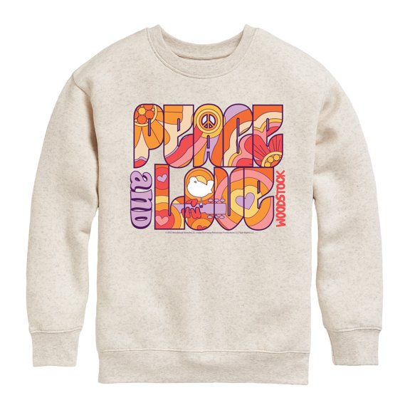 Woodstock - Hippie Retro - Peace & Love - Toddler & Youth Crewneck Fleece Sweatshirt