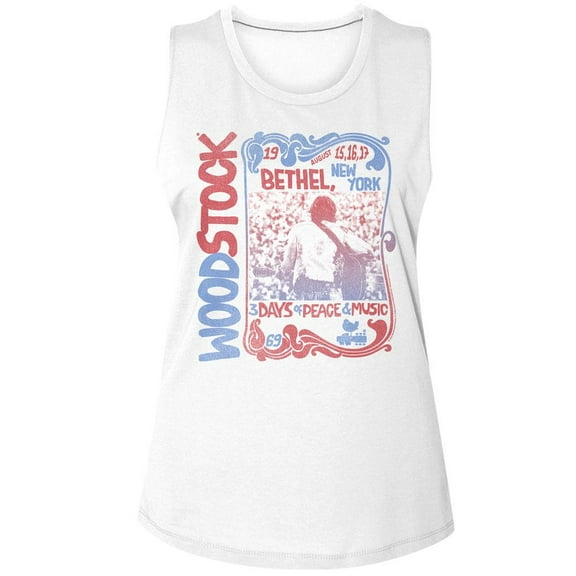 Woodstock Nouveau Border White Women's Muscle Tank Top