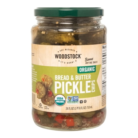 Woodstock Organic Pickles, Sweet Bread & Butter, 24 Fl. Oz. Pack Of 6