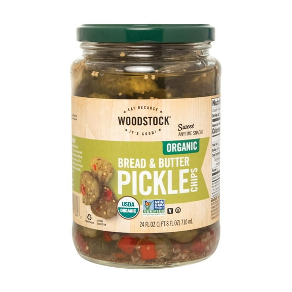 Woodstock Organic Sweet Bread and Butter Pickles 24 oz (Pack Of 6)