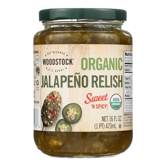 Woodstock Organic Sweet 'N Spicy Jalapeno Relish, 16 Oz.