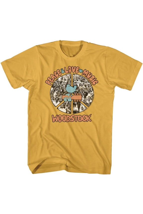 Woodstock Peace Love Music Ginger Adult T-Shirt