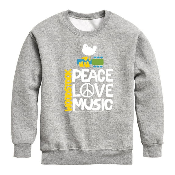 Woodstock - Peace, Love, Music - Toddler & Youth Crewneck Fleece Sweatshirt