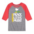 thumbnail image 1 of Woodstock - Peace, Love, Music - Toddler & Youth Raglan Graphic T-Shirt, 1 of 6