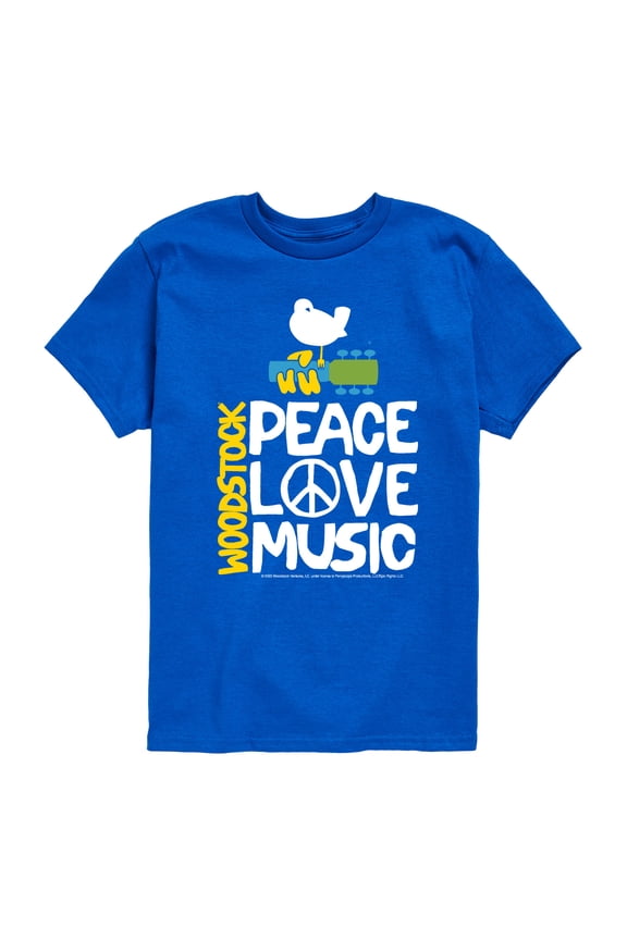 Woodstock - Peace, Love, Music - Toddler & Youth Short Sleeve Graphic T-Shirt