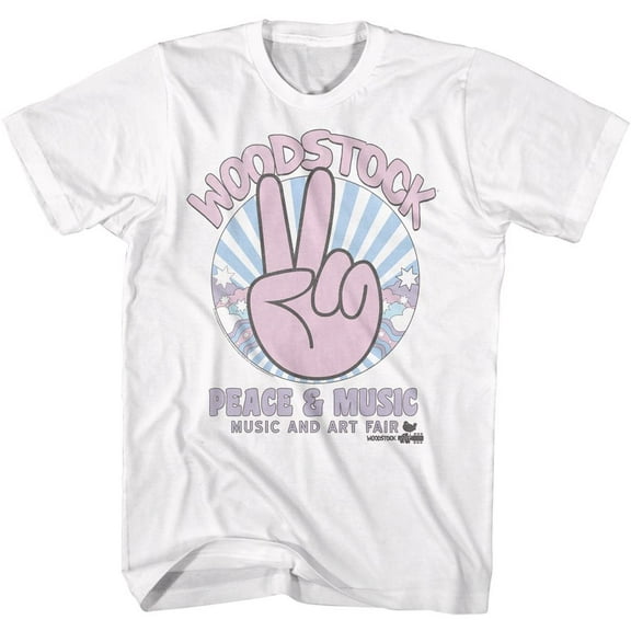 Woodstock Peace Sign White Adult T-Shirt