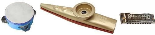 Woodstock Percussion 3 Pack - Tambourine, Kazoo, Harmonica