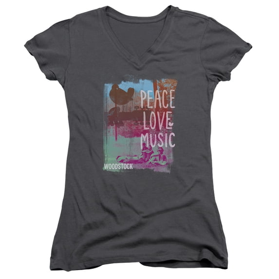 Woodstock/Plm Junior V Neck Charcoal Wood104