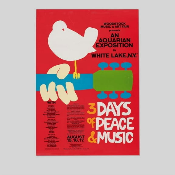 Woodstock Poster, Vintage Music Poster, Concert Print, Retro Style - Size 24''x36'' - Postora