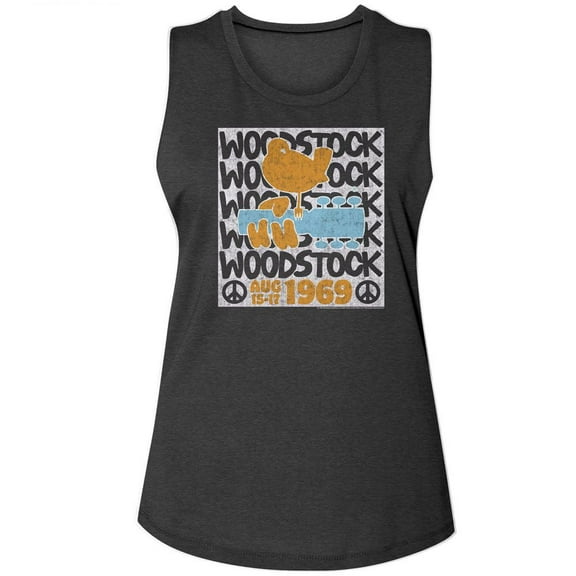 Woodstock Stacked Charcoal Women's Muscle Tank Top T-Shirt