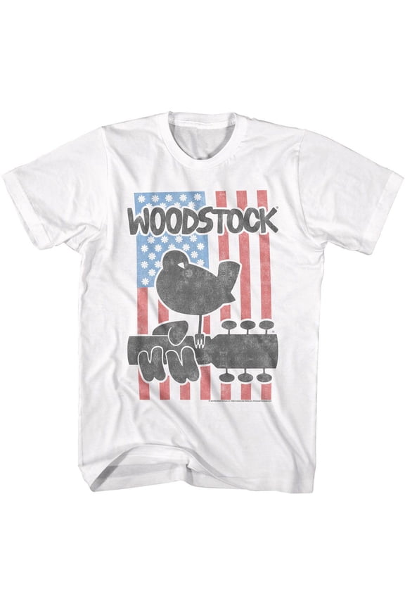 Woodstock Star-Spangled Flower Power Men's T Shirt USA Flag Hippie Music