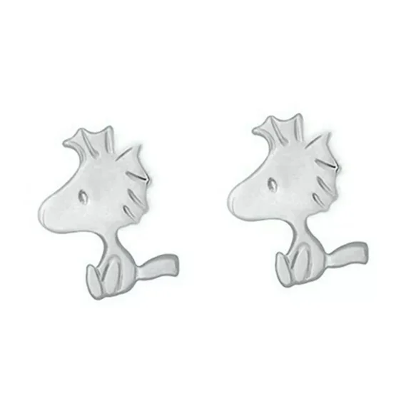 Woodstock Stud Earrings with Screw Back, 14K White Gold Plated Silver, Durable & Secure, Hypoallergenic Jewelry for Women