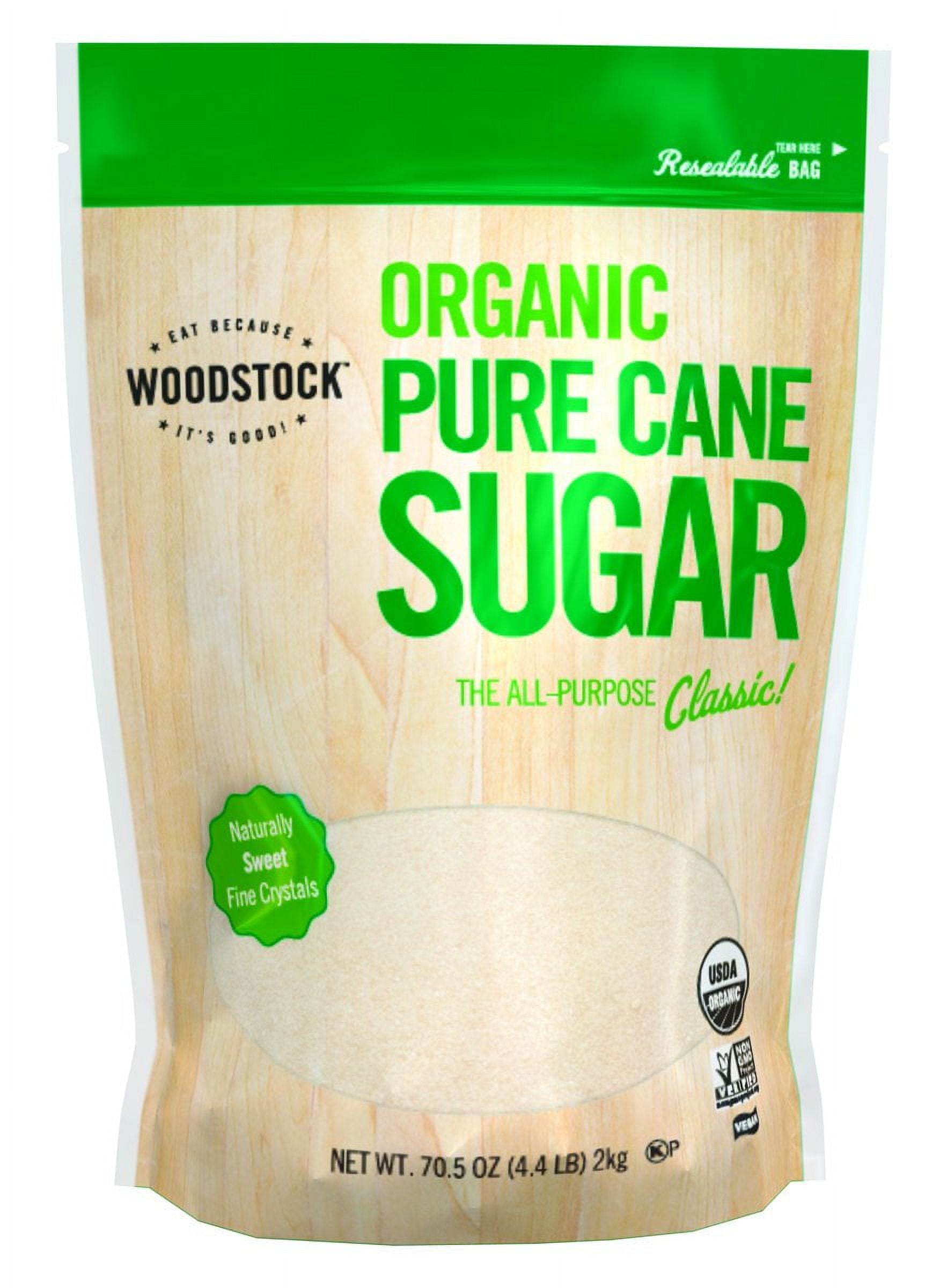 Woodstock Sugar, Organic, Pure Cane, Granulated, 4.40-Pound (Pack of 5)