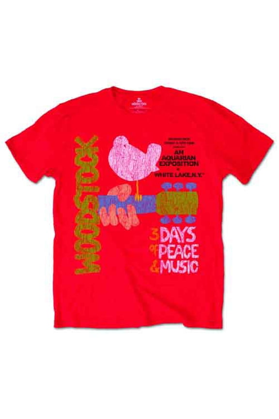 Woodstock Unisex T-Shirt Classic Vintage Poster (Small)