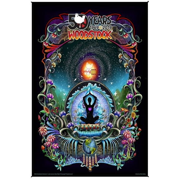 Woodstock We Are Stardust 50th Anniversary Heady Art Print Mini Tapestry 30x45 with FREE 3-D Glasses