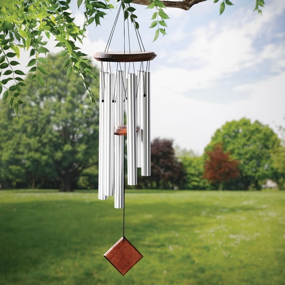 Woodstock Wind Chime 27 Inch Silver Teak