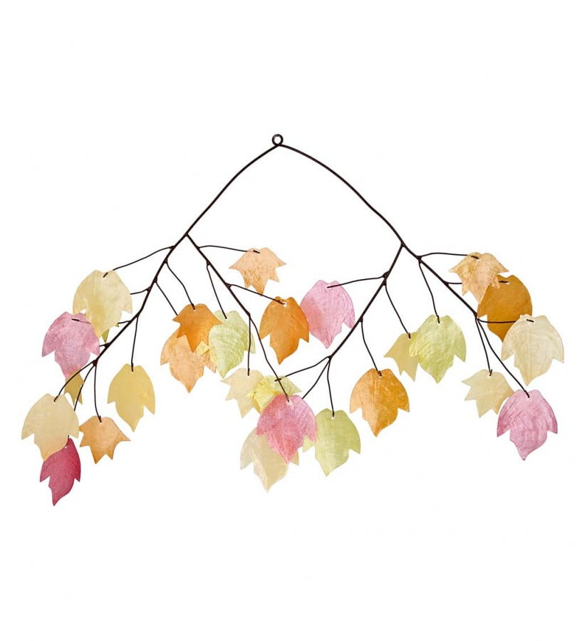 Woodstock Wind Chimes Asli Arts® Collection, Autumn Leaves Capiz Chime, 14'' Wind Chime C721