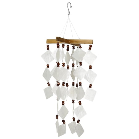 Woodstock Wind Chimes Asli Arts® Collection, Diamond Capiz Chime, 14" White Wind Chime CDCW