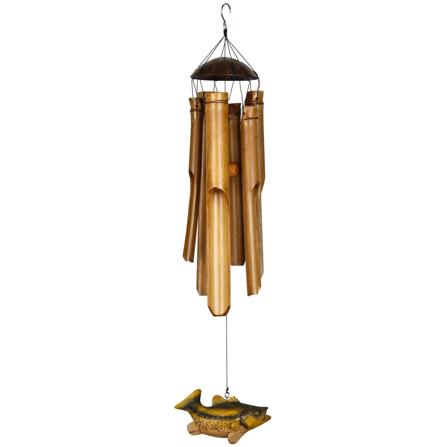 Woodstock Wind Chimes Asli Arts® Collection, Half Coconut Bamboo Chime