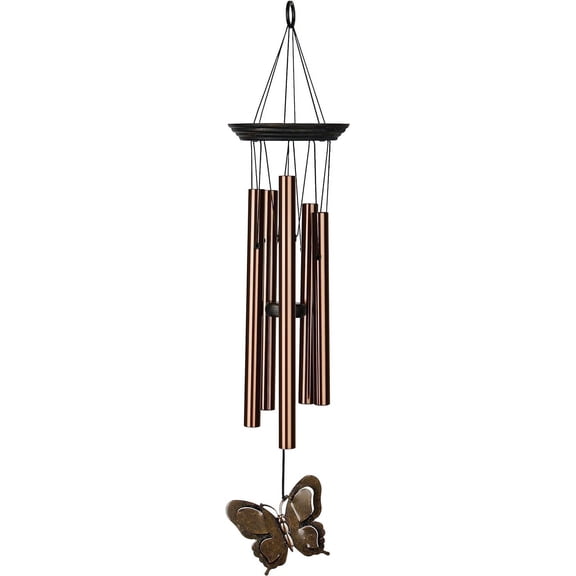 Woodstock Wind Chimes My Butterfly Chime, Bronze Aluminum Tubes, Small 21-Inch, Light Airy Sound Wind Chime for Outdoor Decor for Garden