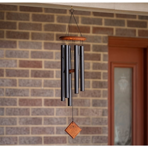 Woodstock Wind Chimes Pluto 27 Inch Black Wind Chimes for Outside with Resonant Tubes, Outdoor Tuned for Relaxing Garden Porch Decor, Deep Tone Memorial Gift