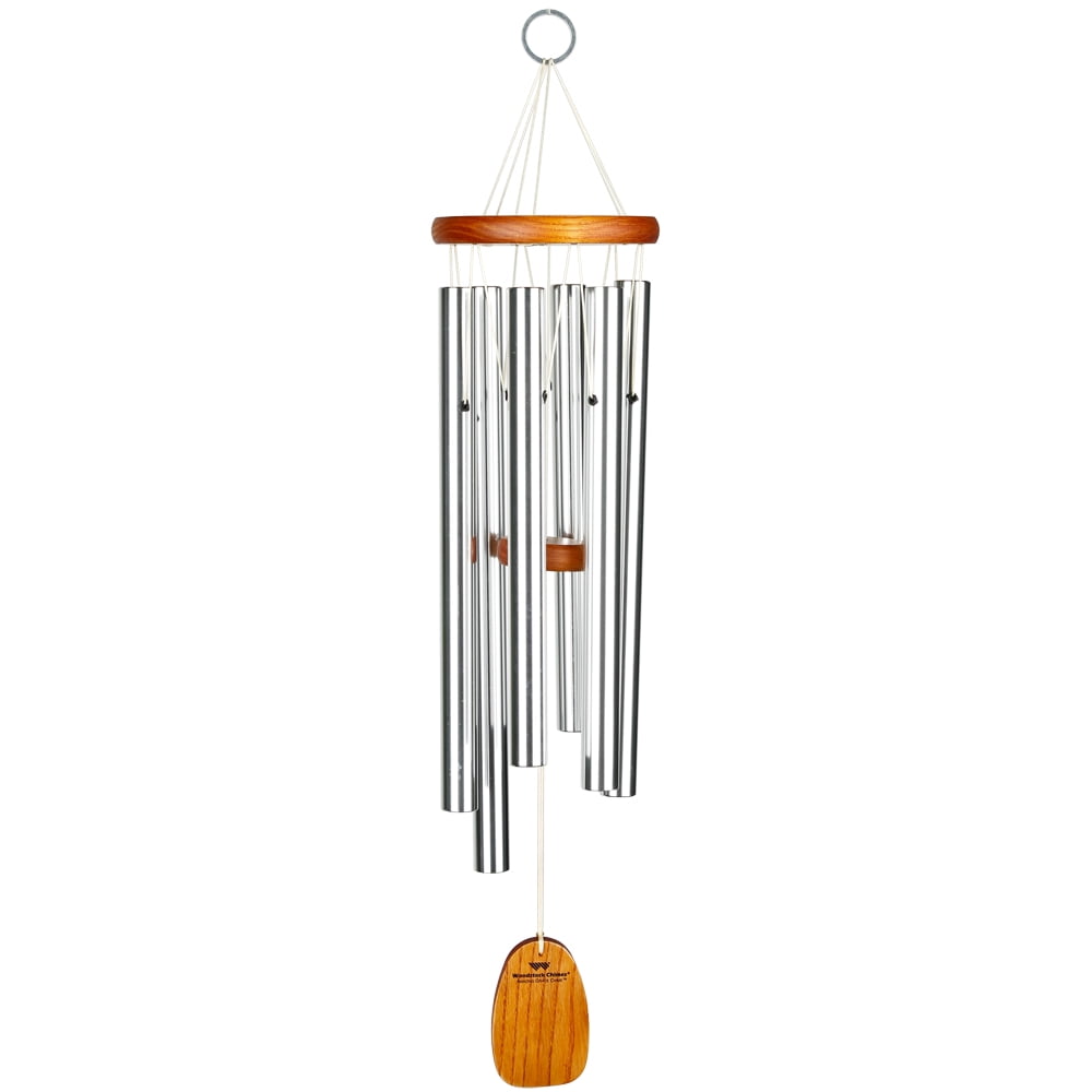 24" Silver and Cherry Finish Ash Wood Wind Chime