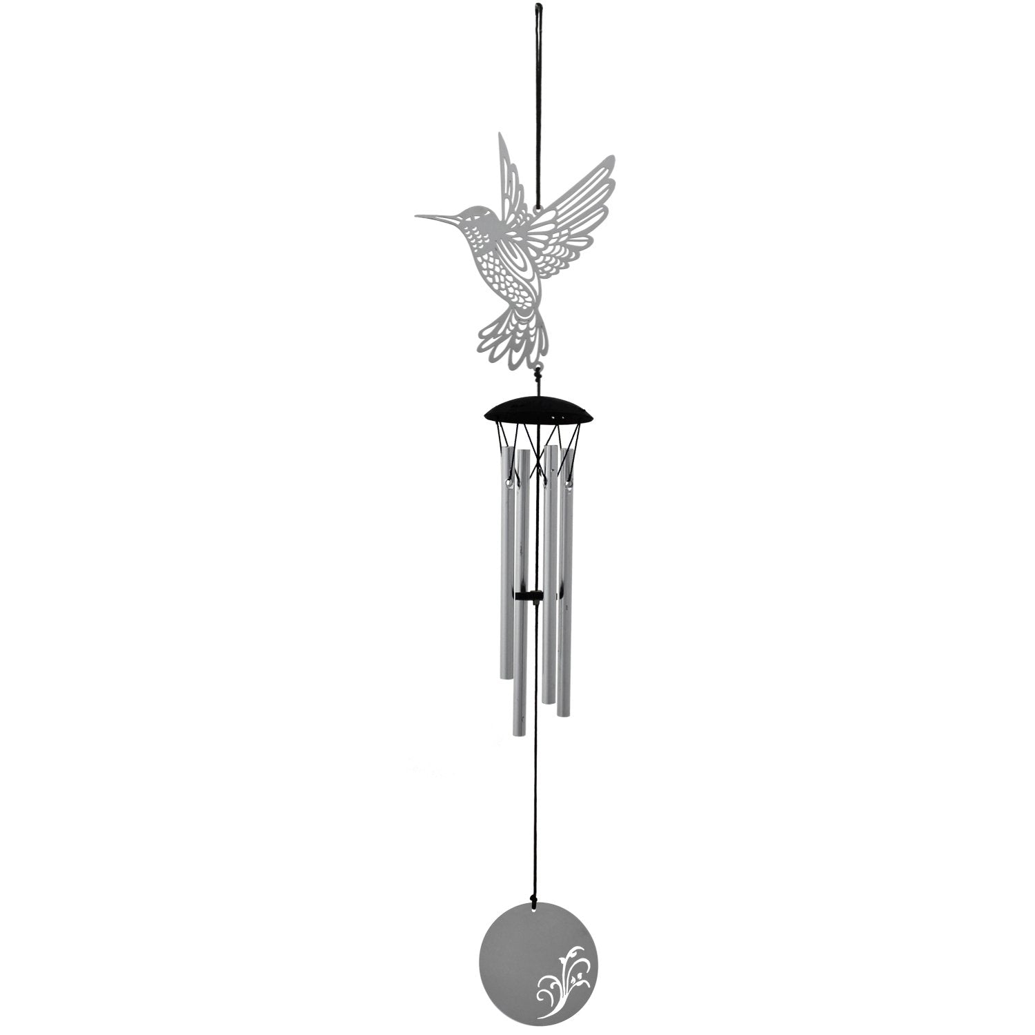 Woodstock Wind Chimes Signature Collection, Woodstock Flourish Chime, 18'' Hummingbird Silver Wind Chime FLHU - image 1 of 6
