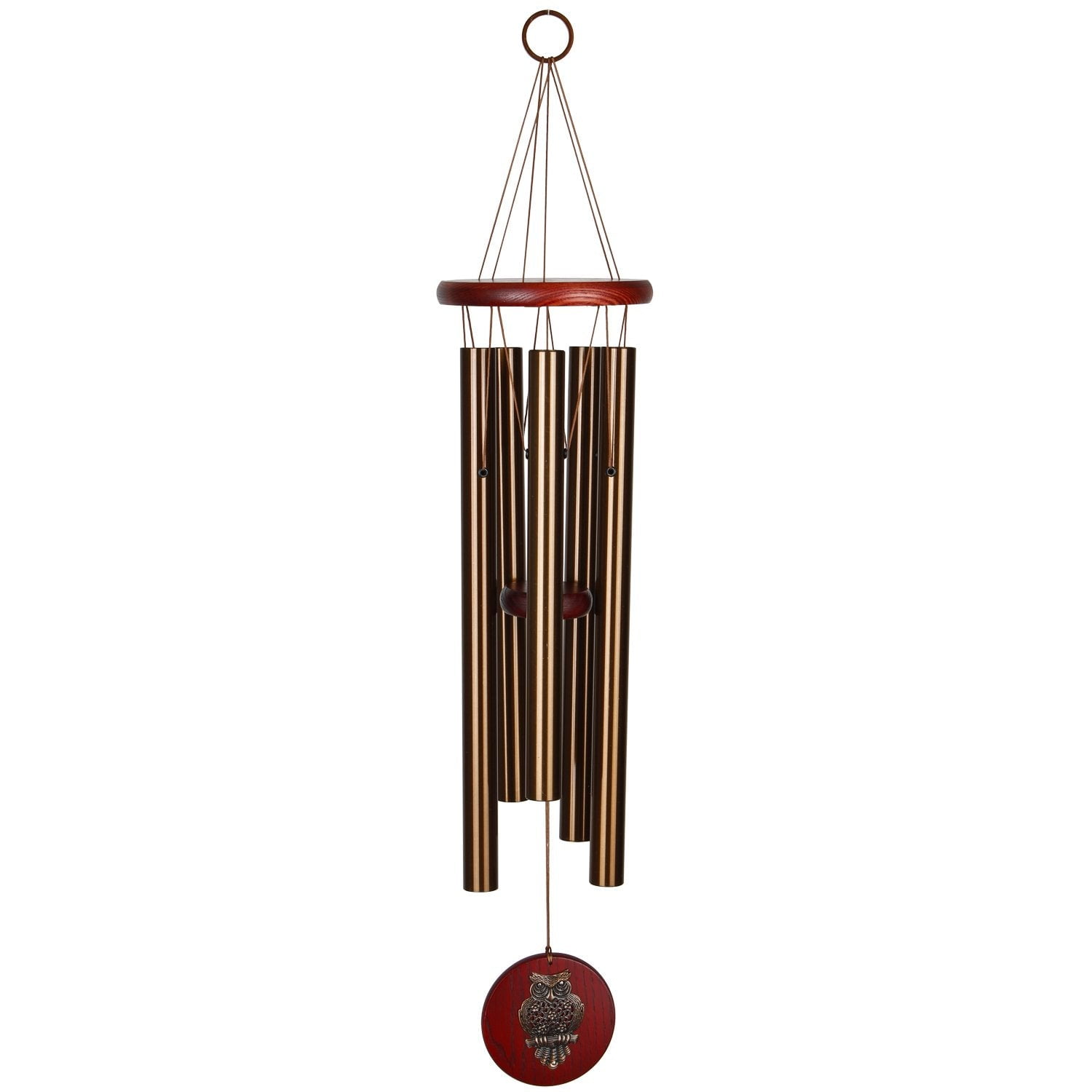 Bronze Owl Wind Chime with Bubinga Wood Finish