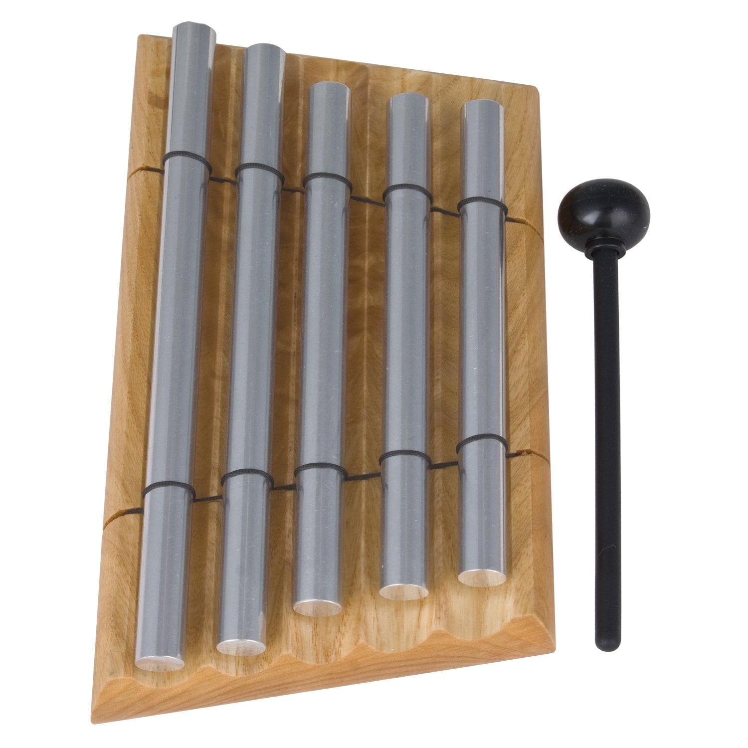 Silver Aluminum Meditation Chime with Ash Wood Base