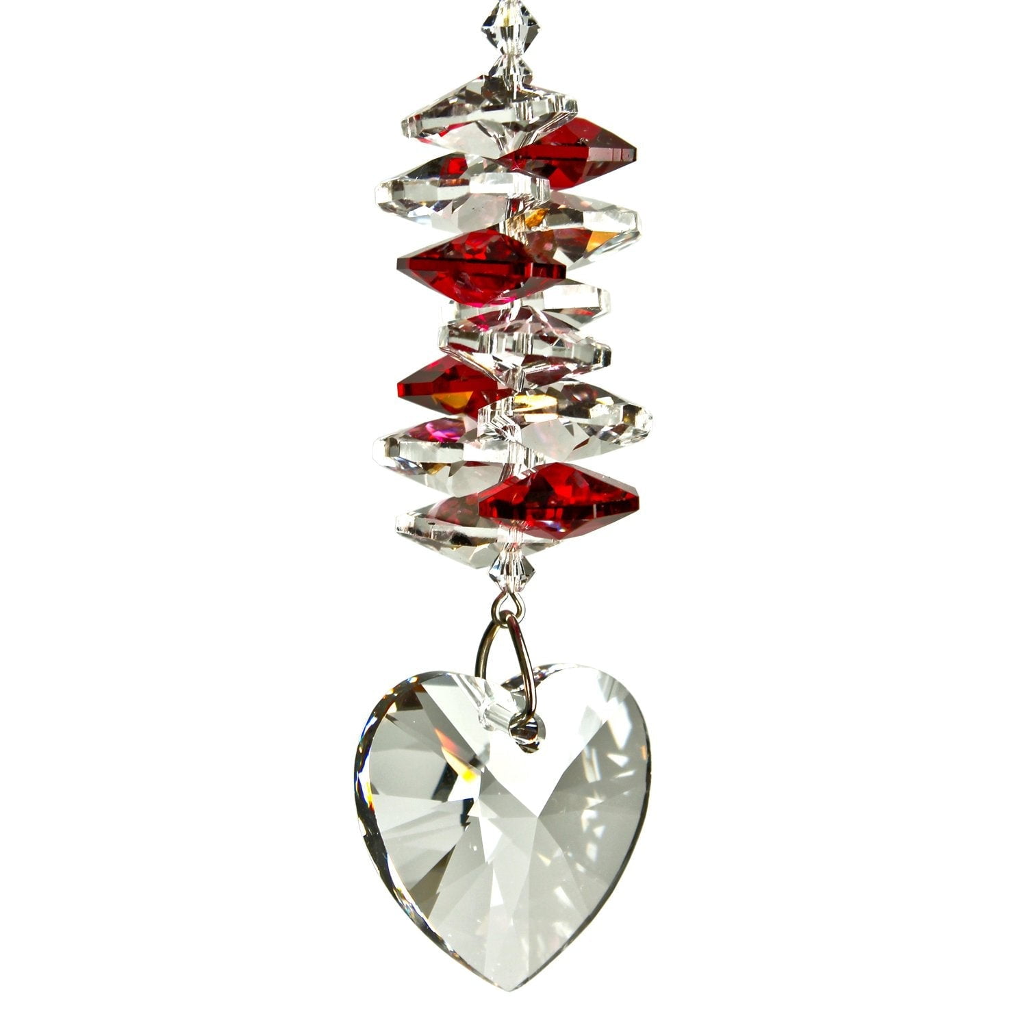Crystal Heart Cascade Suncatcher - Ruby Crystal Heart Cascade Suncatcher - Ruby