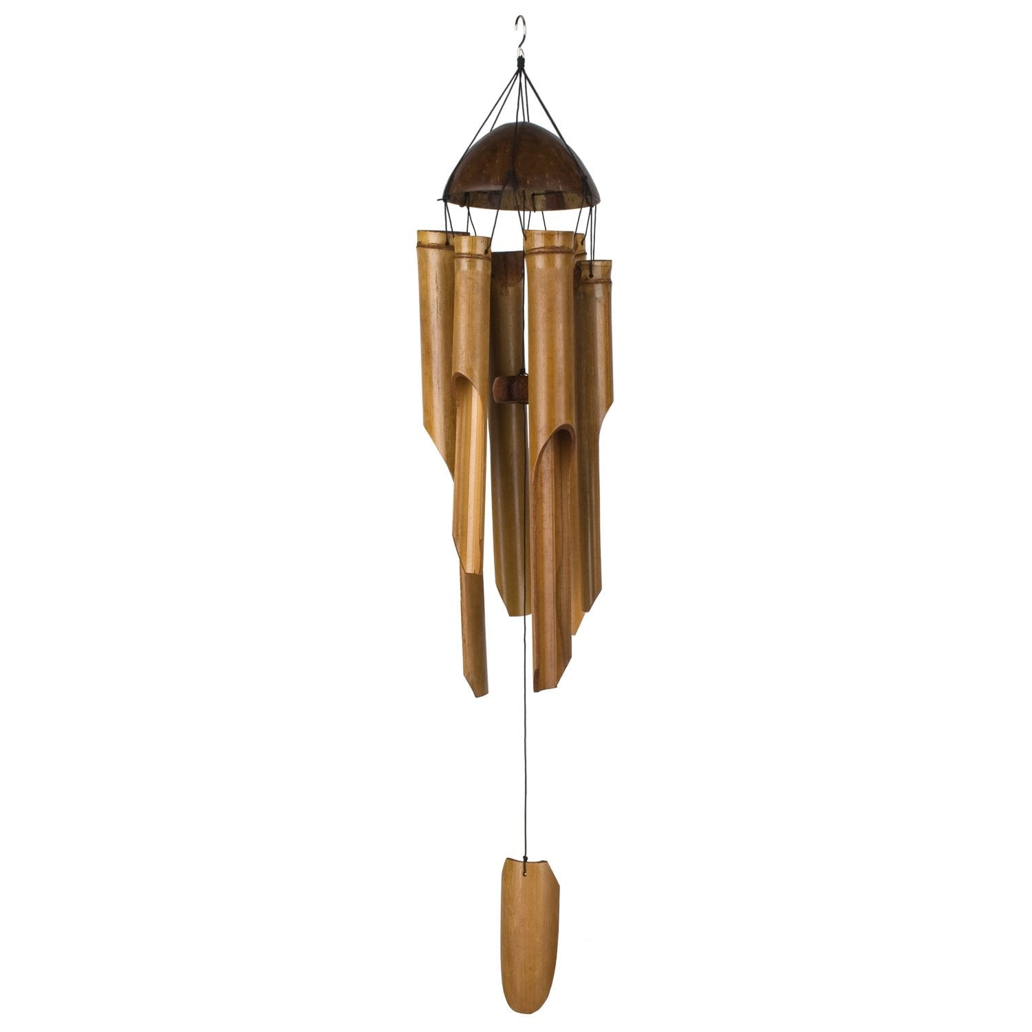 Handcrafted Brown Bamboo and Coconut 36" Wind Chime