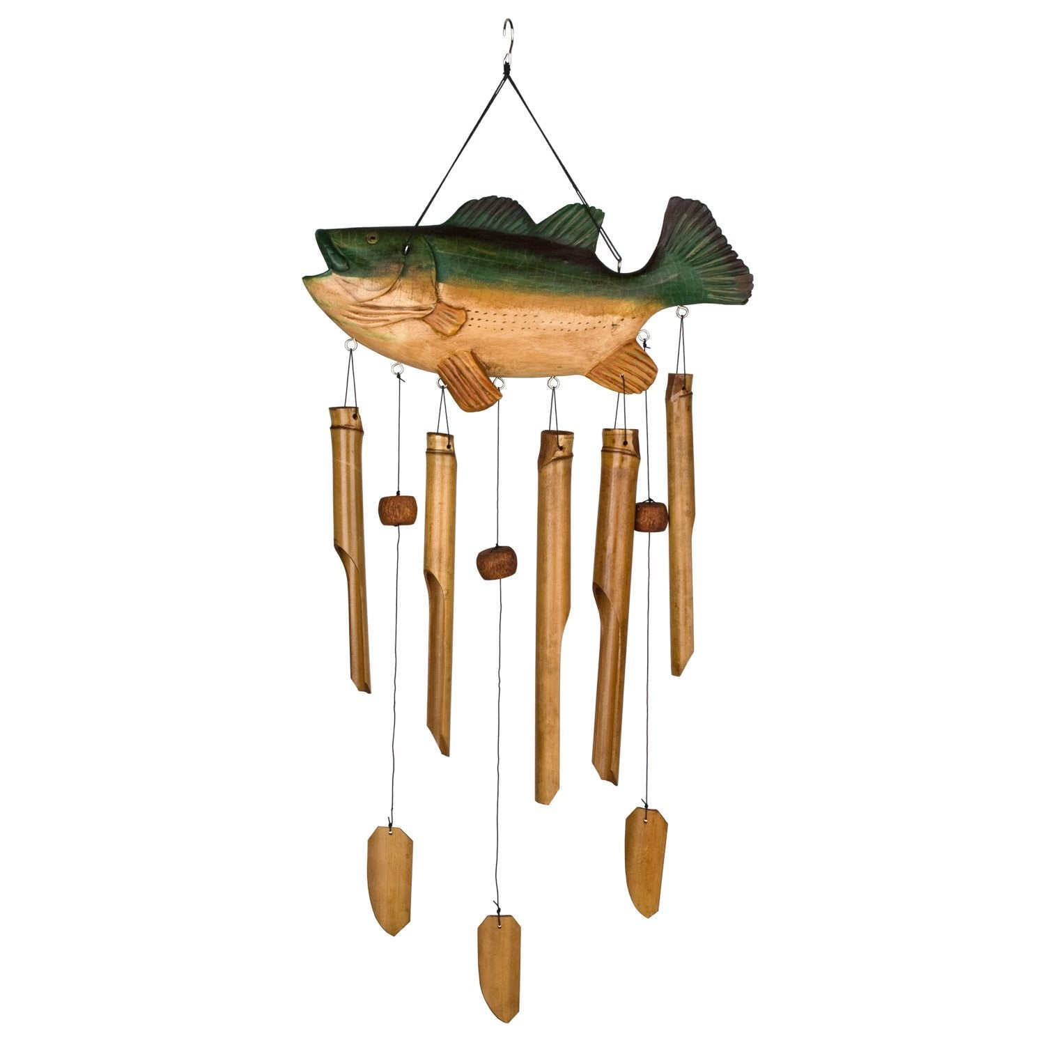 Handcrafted Bamboo Bass Fish Wind Chime for Outdoor Decor
