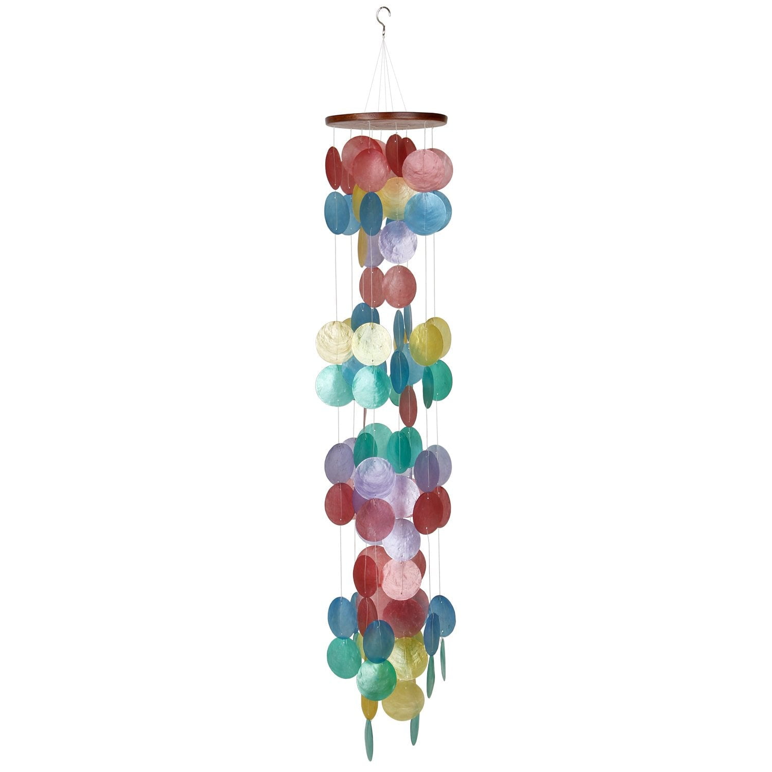 Multicolored Capiz Shell Waterfall Wind Chime, 40" Long