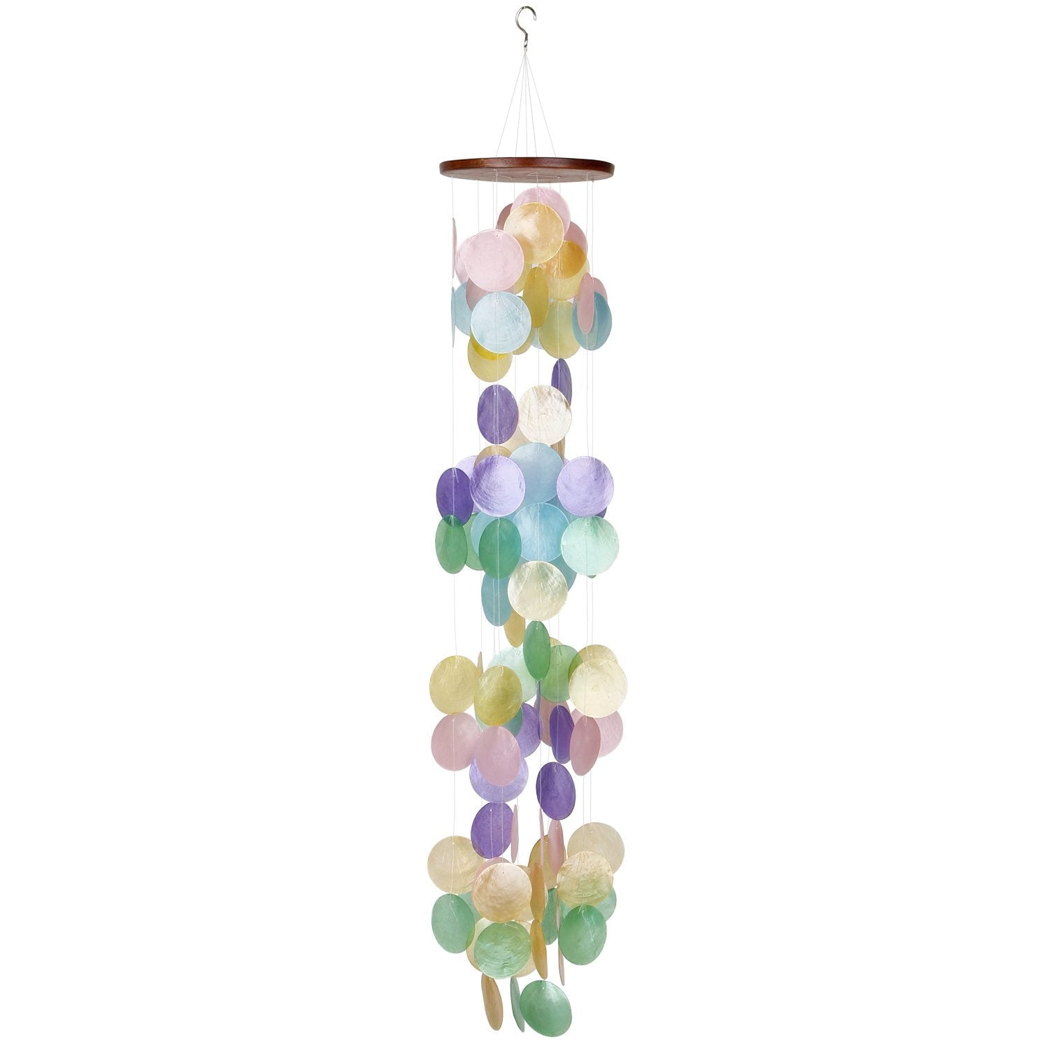 Rainbow Capiz Shell Waterfall Wind Chime for Outdoor Decor