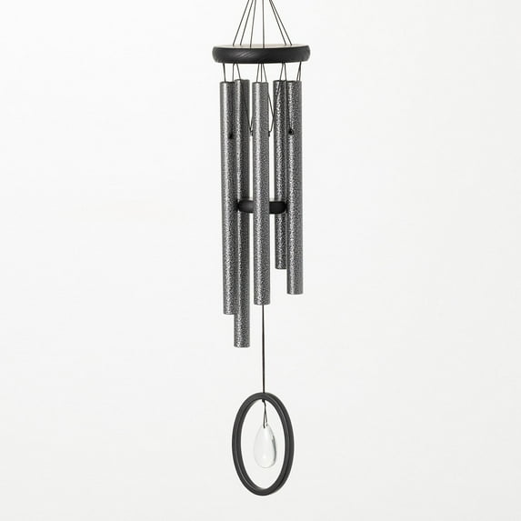 Woodstock Windchimes Crystal Silence Antique Silver, , Wind Chimes For Outside, Wind Chimes For Garden, Patio, and Outdoor Décor, 21"L