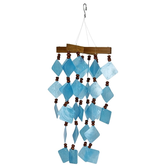 Woodstock Windchimes Diamond Capiz Blue, Wind Chimes For Outside, Wind Chimes For Garden, Patio, and Outdoor Décor, 14"L