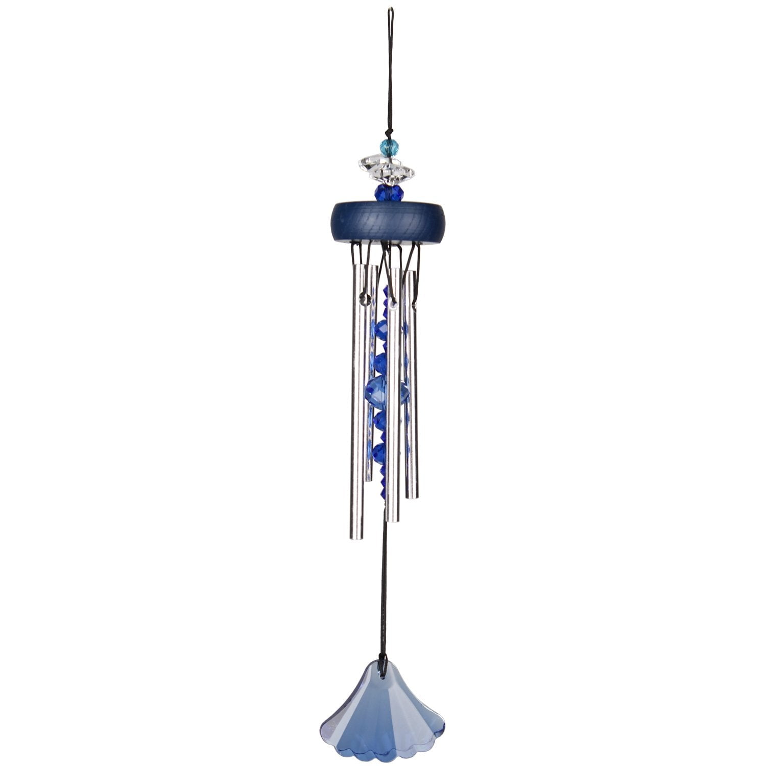 Blue and Silver Crystal Accent Wind Chime for Outdoor Decor