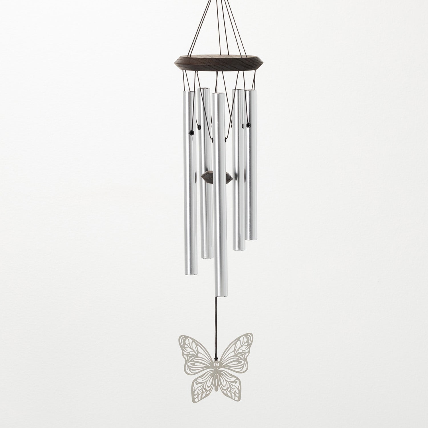 Silver Butterfly Wind Chime with Copper-Plated Ornament